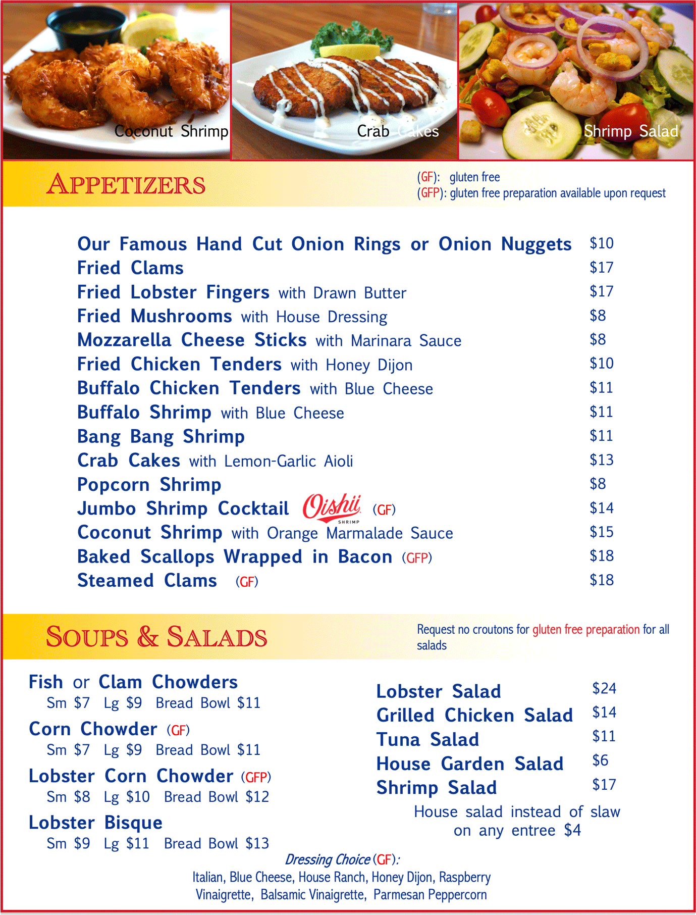 Appetizers Soups Salads