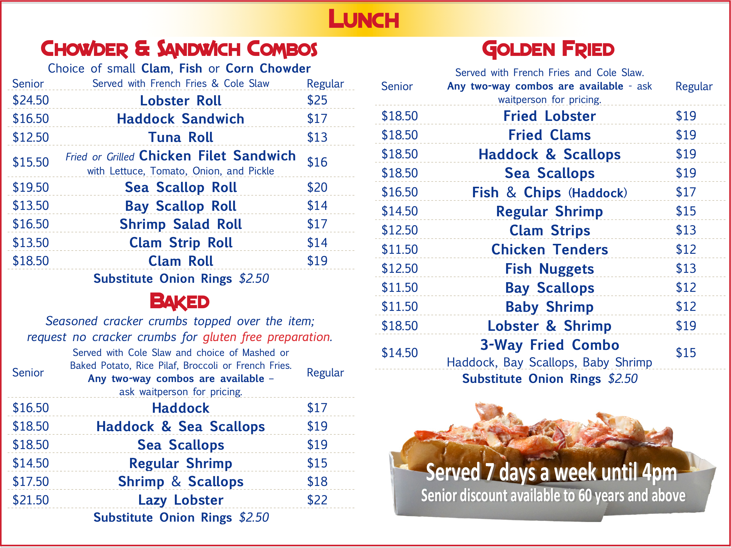 Lunch menu